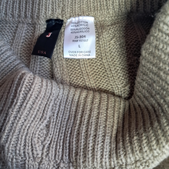 Womens large tan cable knit 2pc crop long sleeve jogger set - Picture 8 of 8